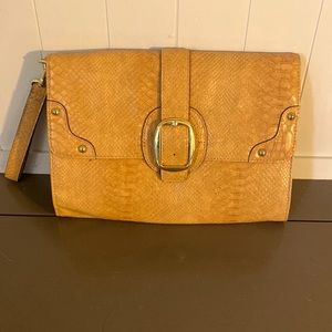 Yellow snake skin clutch 11 in long 8 in deep